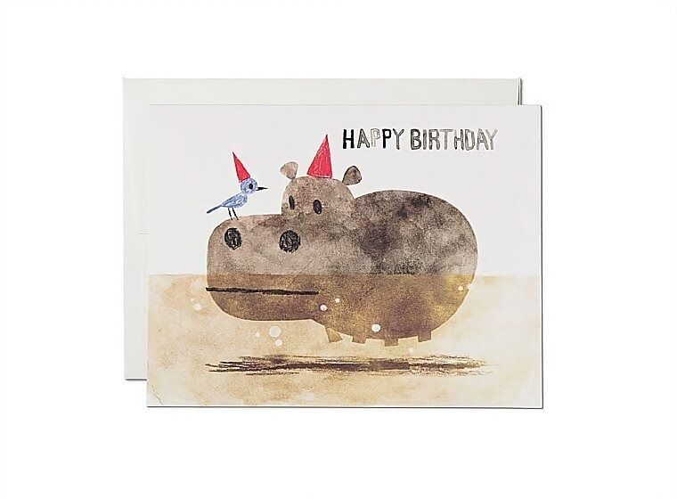 美國RED CAP生日卡/ Bird and Hippo